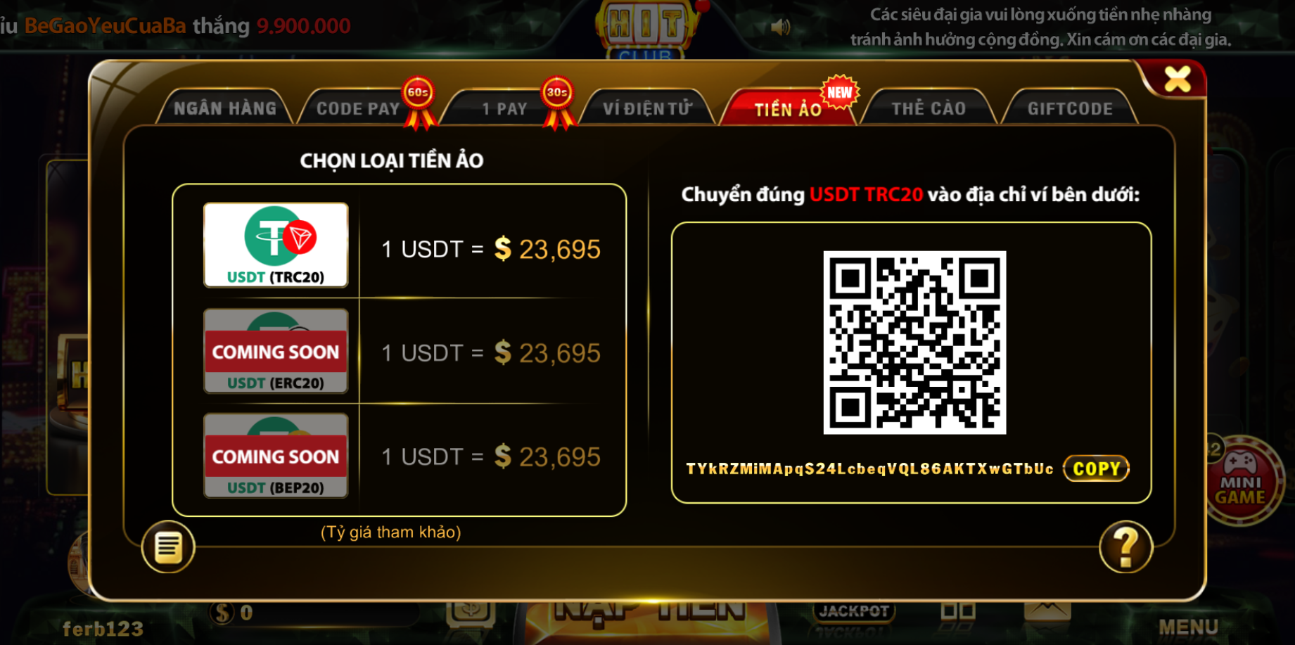 Nạp rút tiền nhanh chóng tiền lợi tại HitClub